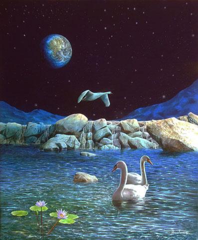 Peinture Onirique - L\'eau claire de la lune