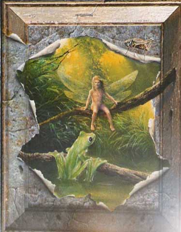 Peinture Onirique - Un grillon aimait une grenouille